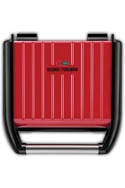 George Foreman 25040 شواية كهربائية داخلية متوسطة الحجم، 1650 وات، غير لاصقة، قابلة للتعديل، حمراء، ضمان لمدة عام