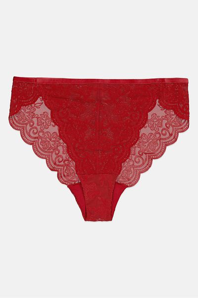 Triumph Women Textured Pull On Briefs, Red