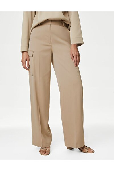 Marks & Spencer Wide Leg Saten Kargo Pantolon