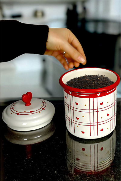 İnci Emaye Emaye Kavanoz Kapaklı -1.5litre-baharatlık, Çeyiz, Hediye, Yoğurt Mayalama, Çok Amaçlı Kavanoz