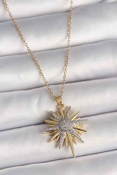 Store 316L Steel Gold Color Chain Zircon Stone North Star Model Women's Necklace