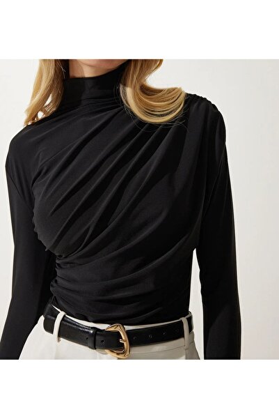Butik İnci Wears Kadın Büzgü Detaylı Dik Yaka Sandy Bluz