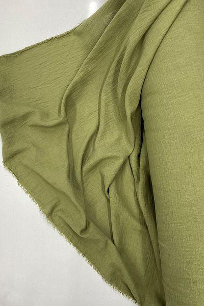 Mu Art Linen Fabric - Organic Fabric - Curtain Fabric - Thin Linen - Fabric Cover for Clothes Khaki Green 82