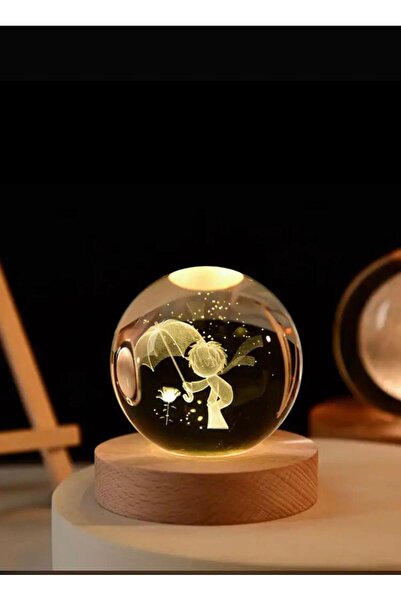 LAYLAEVENTS Çocuklar için 3D Kristal Cam Küre,ahşap Soketli Gece Lambası,Renk...