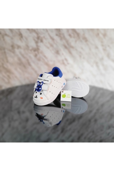 elma bebe Işıklı Ortopedik Cırt Cırtlı Unisex Kız Erkek Bebe Çocuk İlkadım Sneaker Spor Ayakkabı