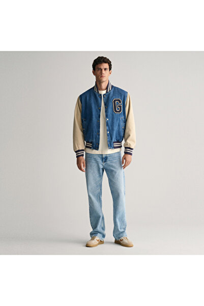 Gant Erkek Lacivert Relaxed Fit Hakim Yaka Logolu Bomber Ceket