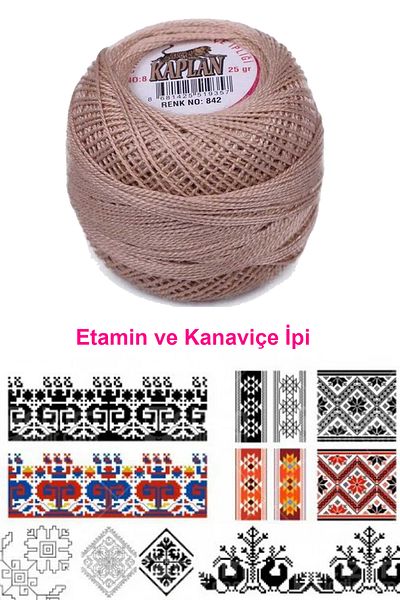 Rasanet Tiger etamine and cross stitch thread no. 8 code/color: 842 - royaleks