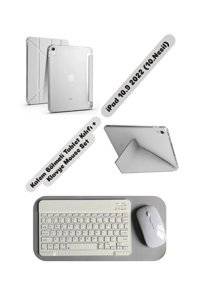 EHZ TEKNOLOJİ iPad 10.9 2022 (10.Nesil) Uyumlu Klavye Mouse Set + Kalem Bölme...