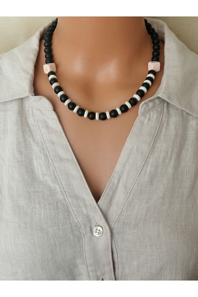 LemaStone Mother of Pearl Natural Stone Necklace, Bracelet Set