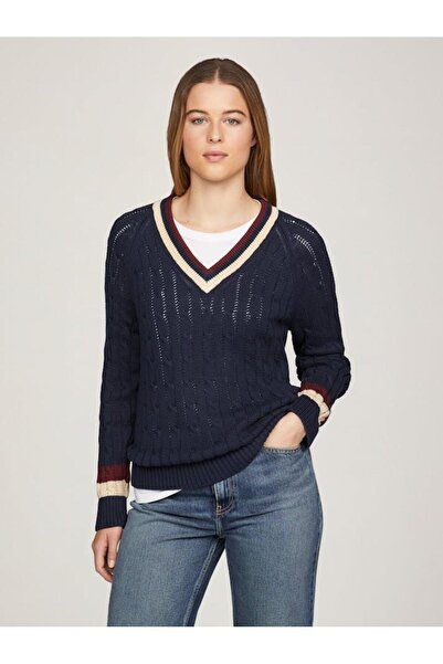 Tommy Hilfiger VARSITY CABLE V-NK SWEATER LS