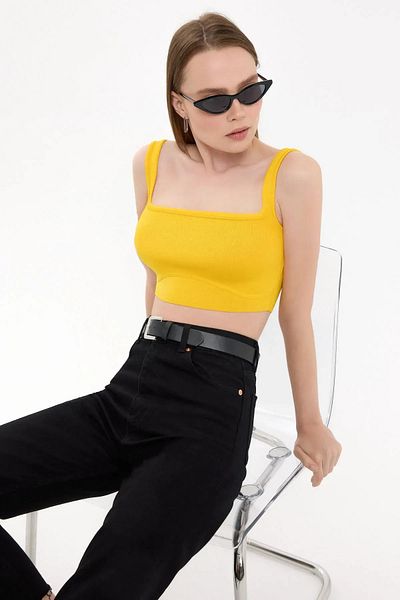 Hiccup Αμάνικο Crop Top με τετράγωνο γιακά