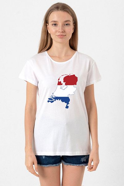 Tshirthane Women's White Bicycle Collar T-Shirt - Euro 24 Netherlands
