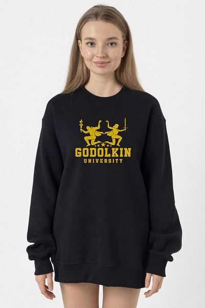 Tshirthane Gen V Godolkin University Logo Black Women's 2Ip Sweatshirt