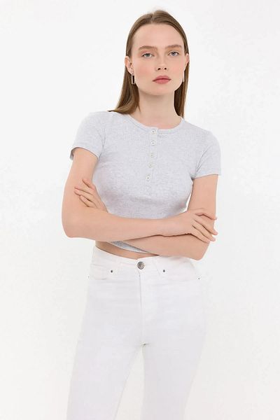 Hiccup Κοντομάνικο μπλουζάκι με στρογγυλή λαιμόκοψη με κουμπί