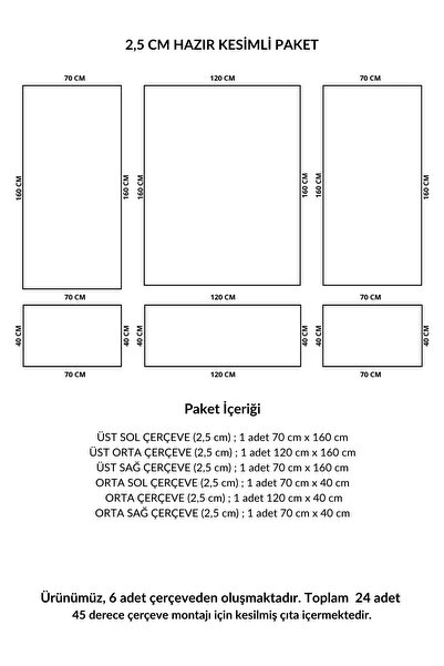 DİECOR Dekoratif Boyanabilir Montaja Hazır 2.5cm Duvar Çıtası Kolay Uygulanır Ustalık Gerekmez DIY