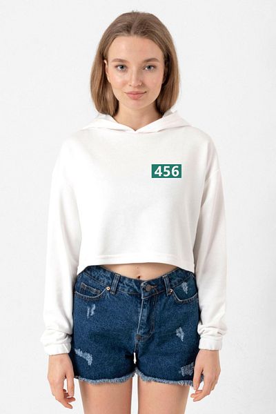 Tshirthane هودي قصير للسيدات من Squid Game Player 456 Ecru
