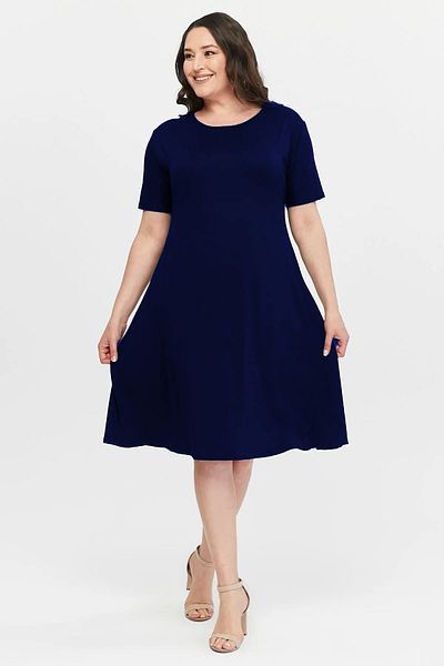 Alesia Viscose Basic Solid Color Short Sleeve Dress