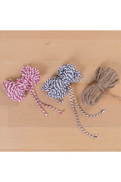 Bimotif Pack String Set - 20 Metres Black White, Jute & Red White