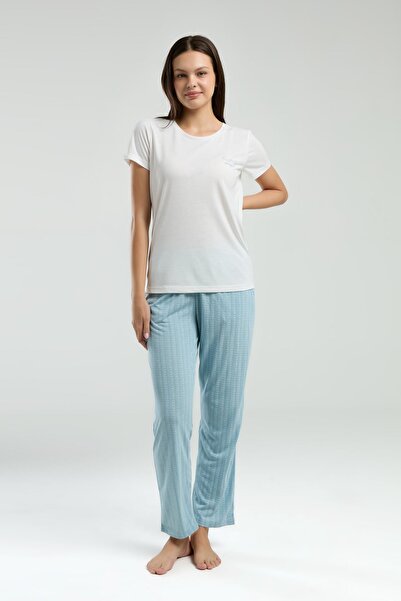 Pierre Cardin Viscose Single Jersey Woven Summer Pajamas Set with Pocket Detail