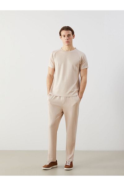 LC Waikiki Natuvera Beige Crew Neck Men's Short Sleeve T-Shirt