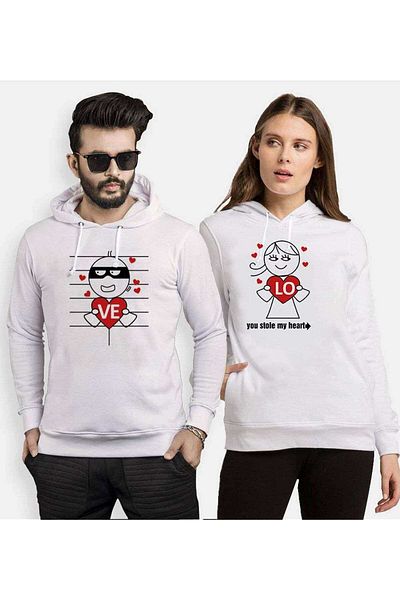 Tshirthane Thief of My Heart Lover Combos Hooded Couple Combination
