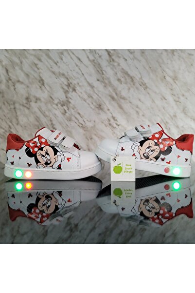 elma bebe Işıklı Ortopedik Cırt Cırtlı Unisex Kız Erkek Bebe Çocuk İlkadım Sneaker Spor Ayakkabı