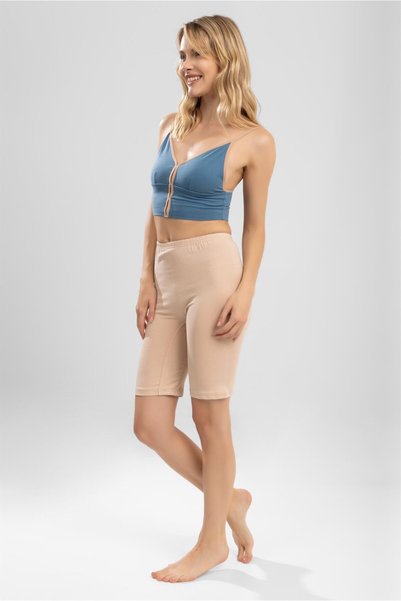 BAYKAR Women's Cotton Above-Knee Combed Cotton Underwear Leggings 3-Pack Skin Color