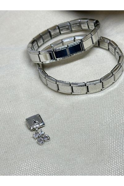 bijoux uniques Italian Charm Steel Ribbon Heart Model