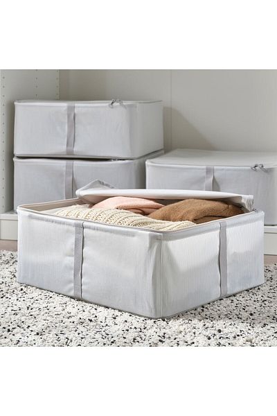 erorex Storage case, fabric striped/white/grey, 44x51x19 cm