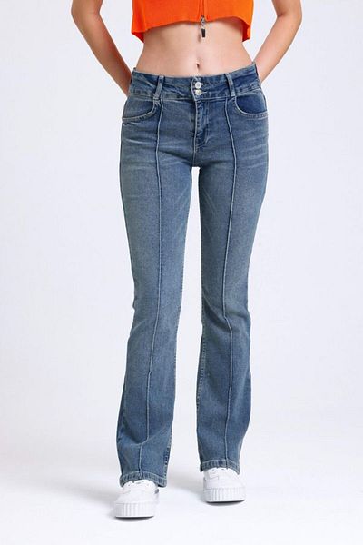 Hiccup Pantaloni din denim cu talie medie cu picior drept