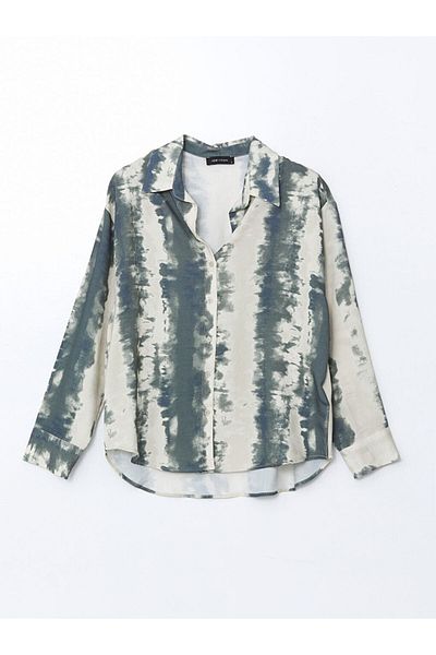 LC Waikiki Cămașă de damă oversize cu model LCW Vision bej
