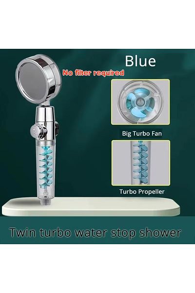 Choice Twin Turbo-blue New 3 Modes Handheld Shower Head With Turbo Fan Eco Filter On/off Pause Switch Water