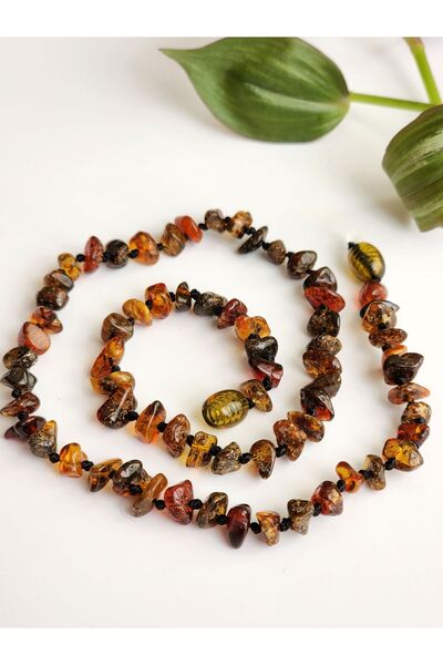 Kehribar Sarayı Calming Amber Fossil Children's Necklace 40 cm