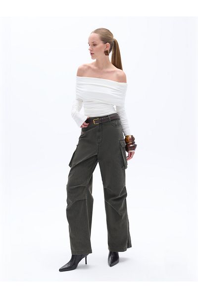 Nocturne Gather Detailed Open Shoulder Blouse