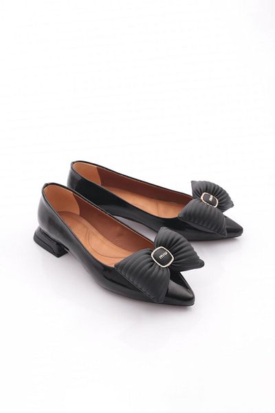 DGN 2898 Women's Bow Detailed Pointed Toe Ballerinas