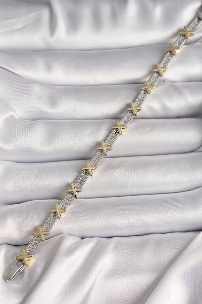 Mu Art Ahşap Brass Silver Color Zircon Stone Gold Xoxo Model Vip Series Women's Bracelet