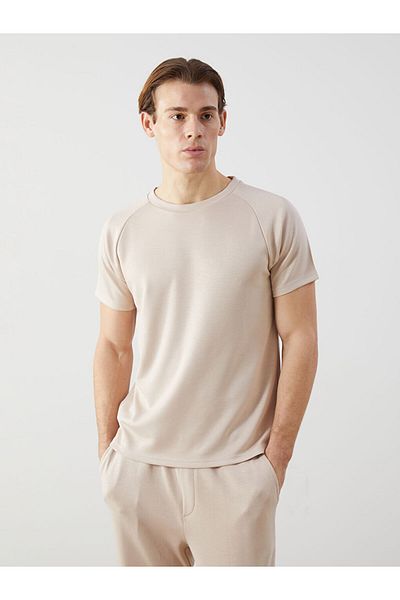 LC Waikiki Natuvera Beige Crew Neck Men's Short Sleeve T-Shirt