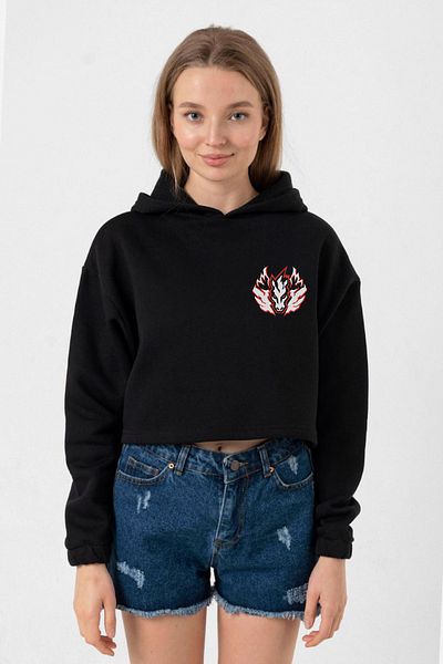 Tshirthane Beyblade Pegasus Minimalist Black Women's Crop Hoodie