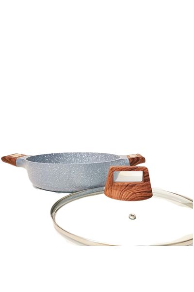 AL-Sahah Granite Coated Cookware Set 9PCS , with Non-Stick Surfaces, GRAY