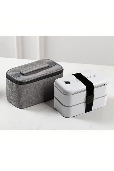 Arabest Double Deck Lunch Box,Leakproof, Thermal Insulated Food Container with Storage Bag, Easy to Clean