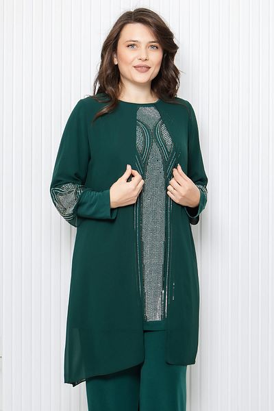 SUBU TASARIM Stone Print Detailed Double Suit Emerald Tbs952