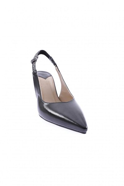 DGN Women's Silver Stone Rubber Detailed Thin Heeled Shoes Black Metallic 31362821
