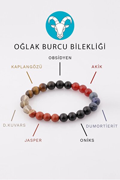 Alibaba Doğaltaş Oğlak Burcu Taşlarından Oluşan Doğal Taş Bileklik 8 Mm Küre ...
