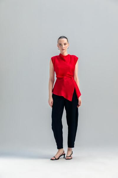 KAMEYA VOLAN DETAY SATEN BLUZ 25S10723