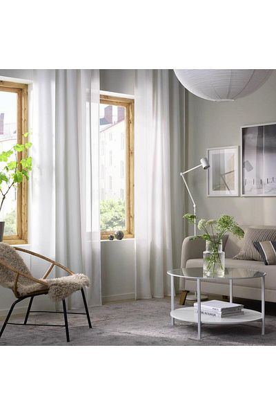 erorex Curtains, 1 pair, with heading tape/white, 145x300 cm