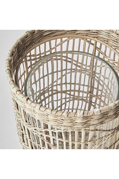 erorex Lantern for block candle, handmade sedge