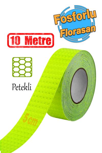 Badem10 Adhesive 10 Mt Fluorescent Strip Tape Night Glowing Reflective 5 cm Phosphorescent Reflective Warning Tape