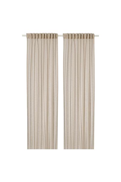 erorex Sheer curtains, 1 pair, with heading tape/light beige, 145x300 cm