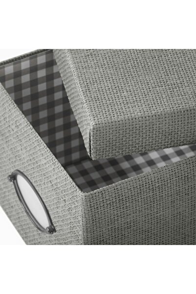 erorex Storage box with lid, grey, 18x25x15 cm