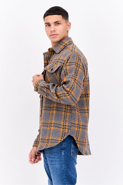 Sovereign Code Men Regular Fit Plaid Shirt Jackets, Grey